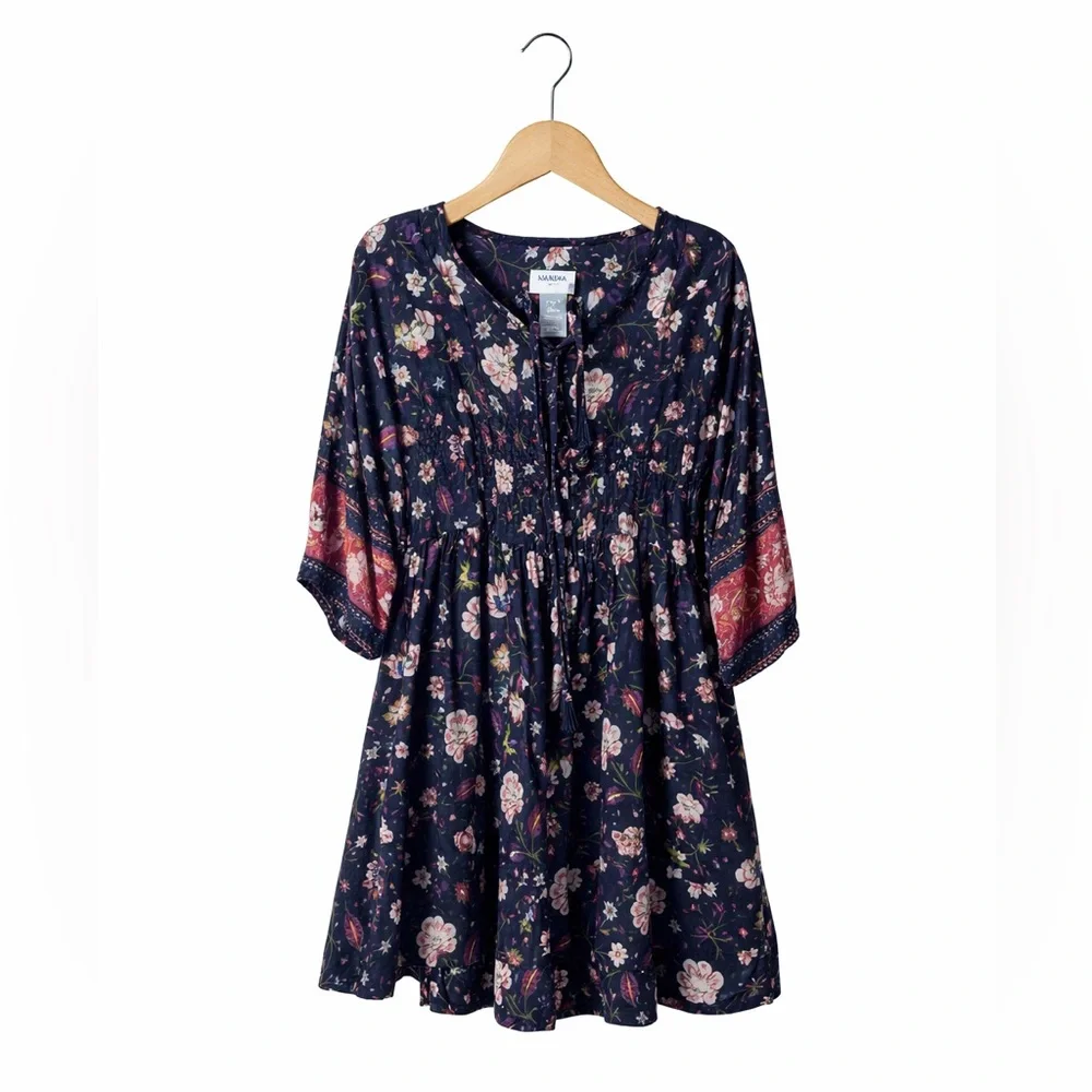 Old Navy Girls Floral Peasant Dress Size 5T Boho Cottagecore Navy Floral